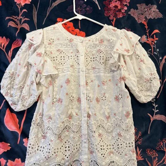 LoveShackFancy Tilda Top in French Cream XS - Picture 8 of 11